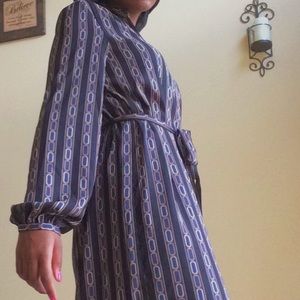 Satin Chain Print Long Sleeved Shirtdress